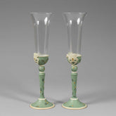 Vintage wedding glasses set of 2 light green, wedding